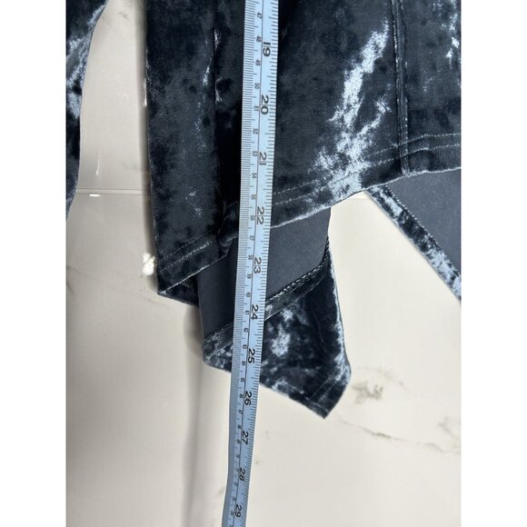 Blank NYC Jacket Blazer Crushed Velvet Asymmetrical Draped Zipper Moto Edgy Sz L - Picture 9 of 11